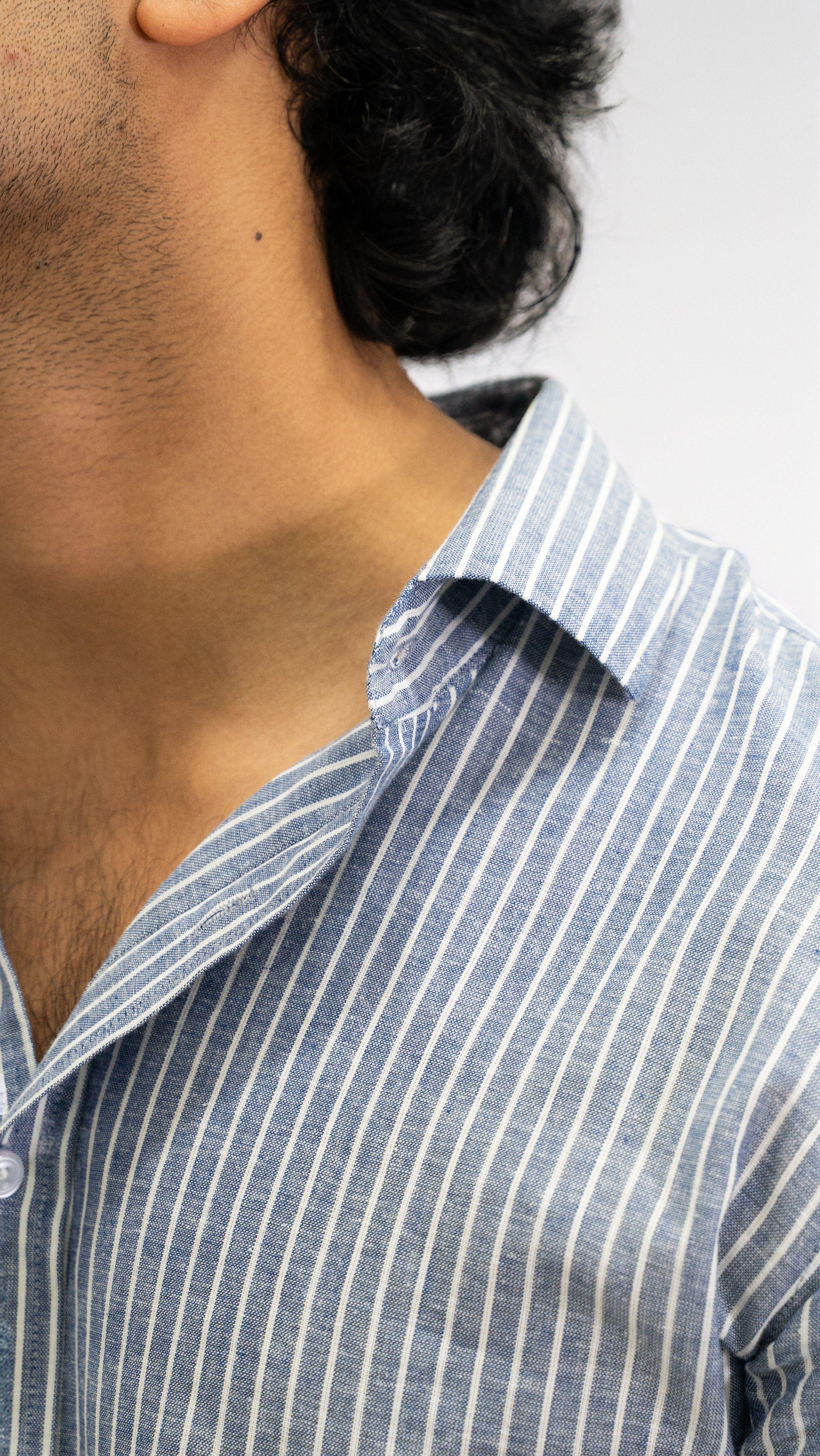 Oceanline — Dusty Blue Striped Shirt