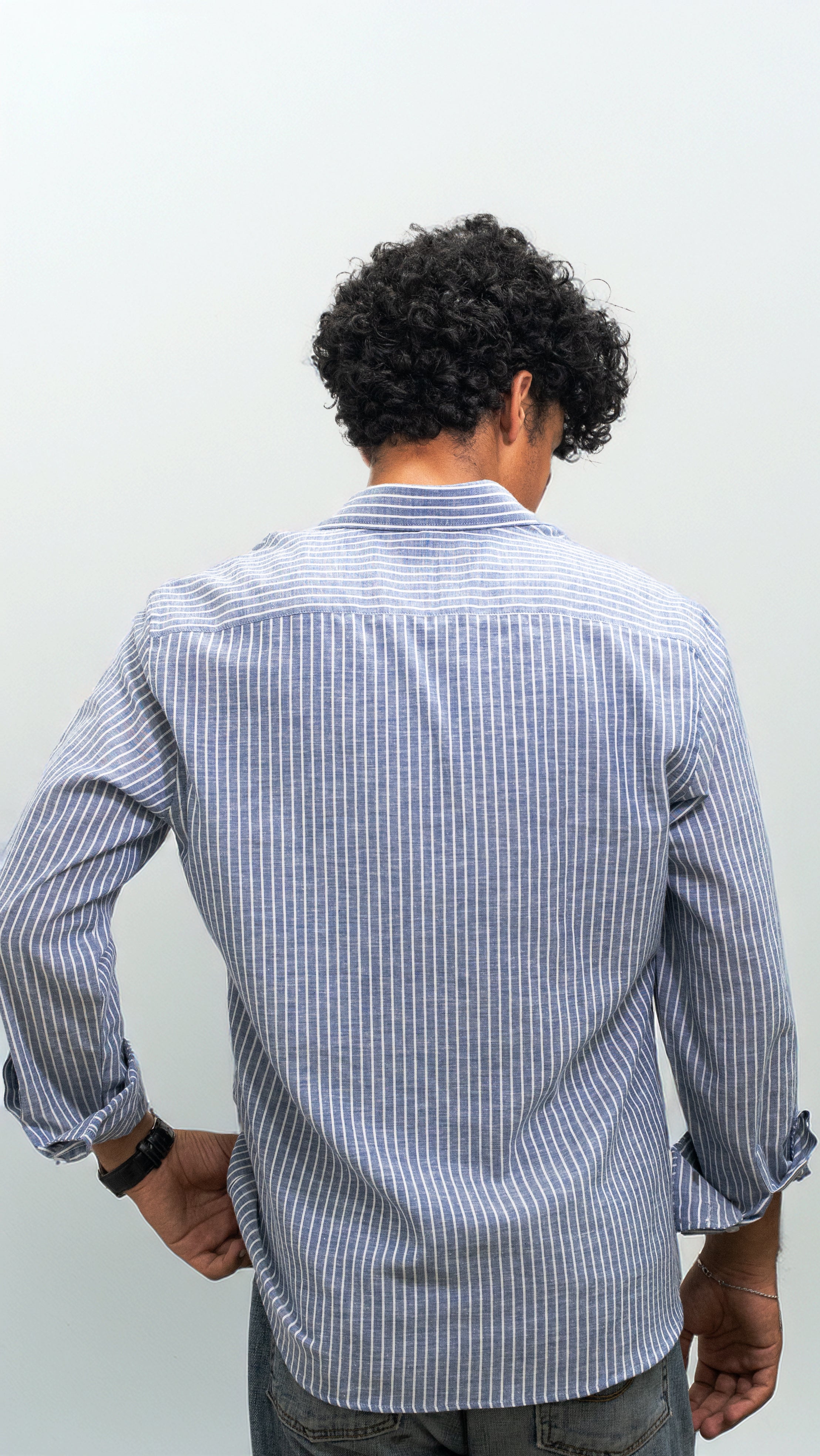 Oceanline — Dusty Blue Striped Shirt
